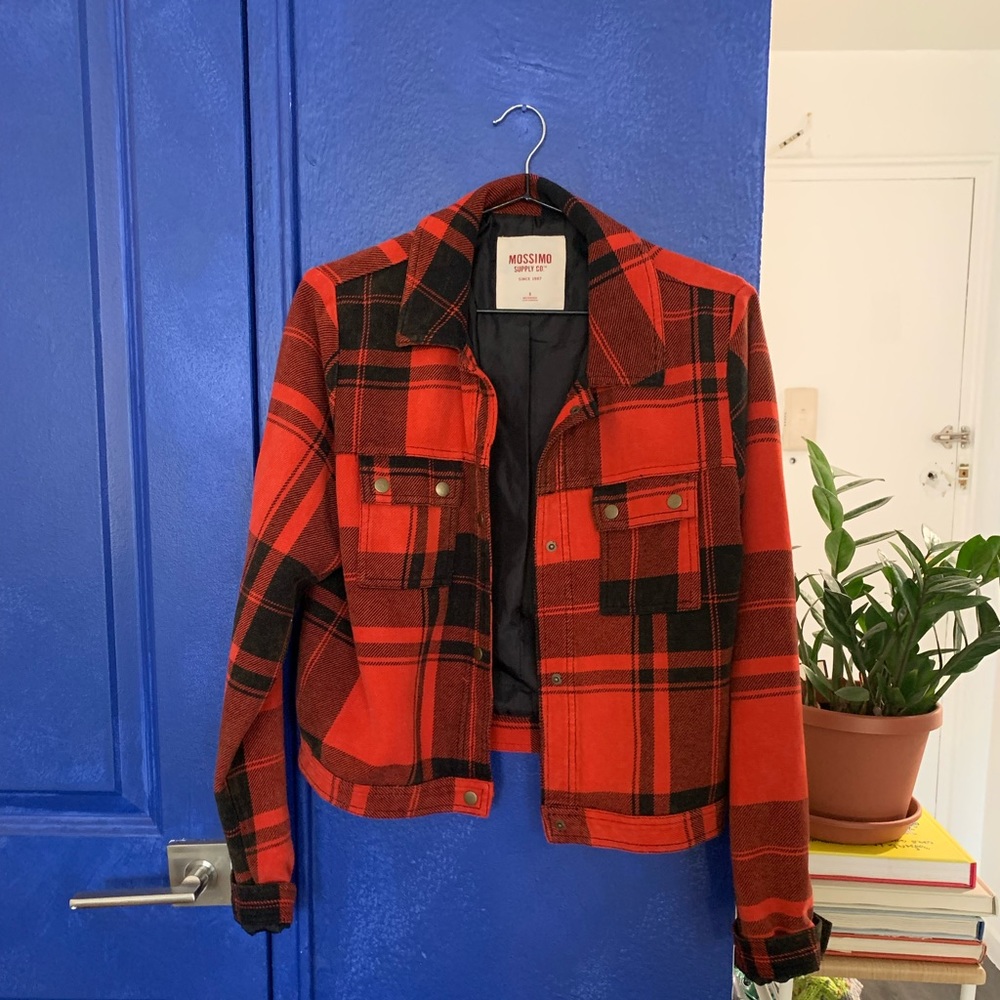 Red and black plaid jacket